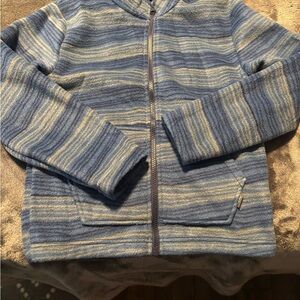 NWOT Eddie Bauer Kids Blue and Cream Striped Hoodie